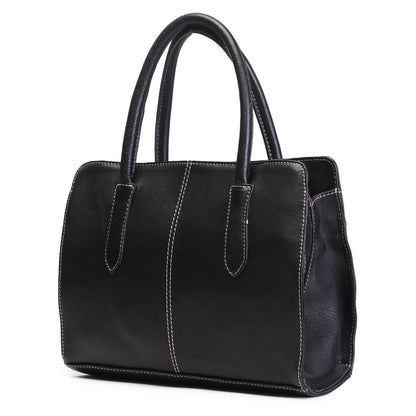 Syraah Black Full-Grain Leather Executive Handbag
