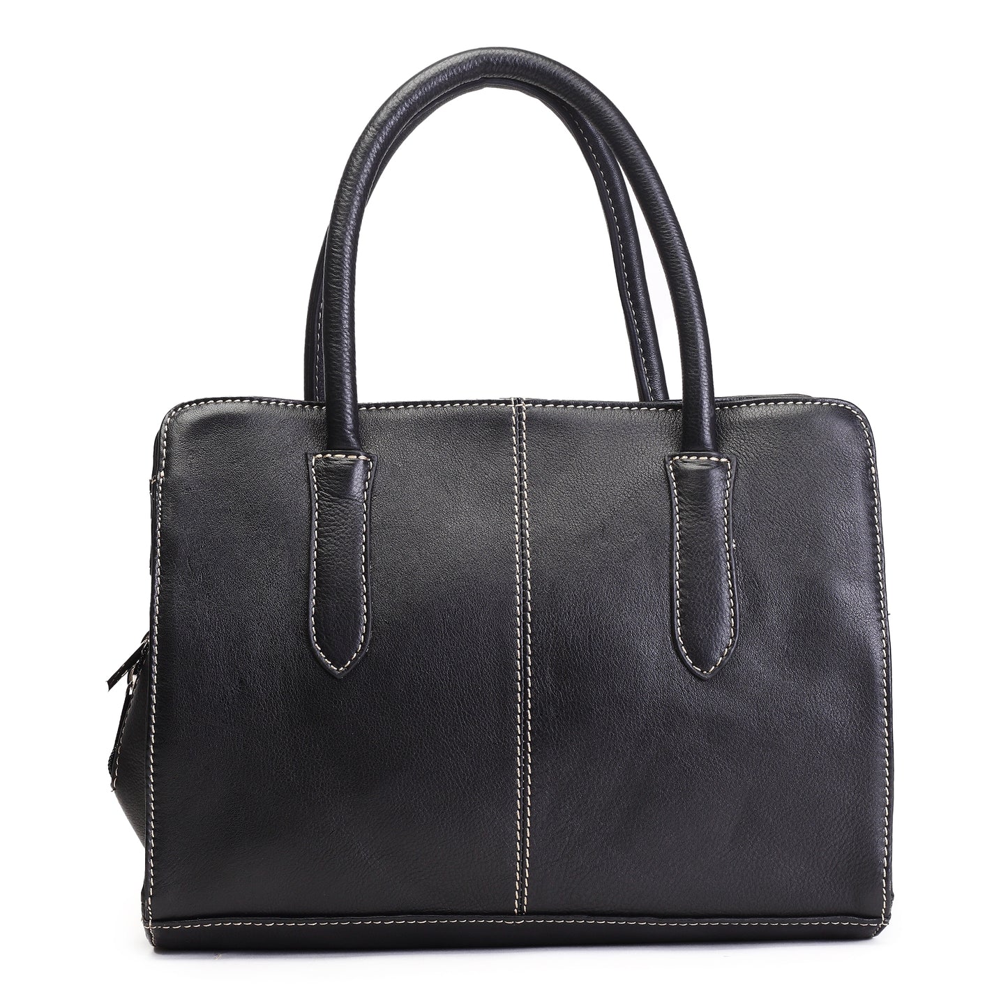 Syraah Black Full-Grain Leather Executive Handbag