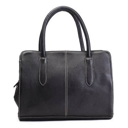 Syraah Black Full-Grain Leather Executive Handbag