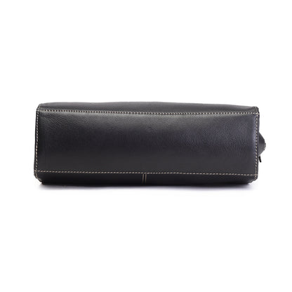 Syraah Black Full-Grain Leather Executive Handbag