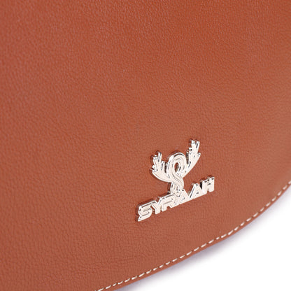 Syraah Tan Full-Grain Leather Saddle Crossbody Bag
