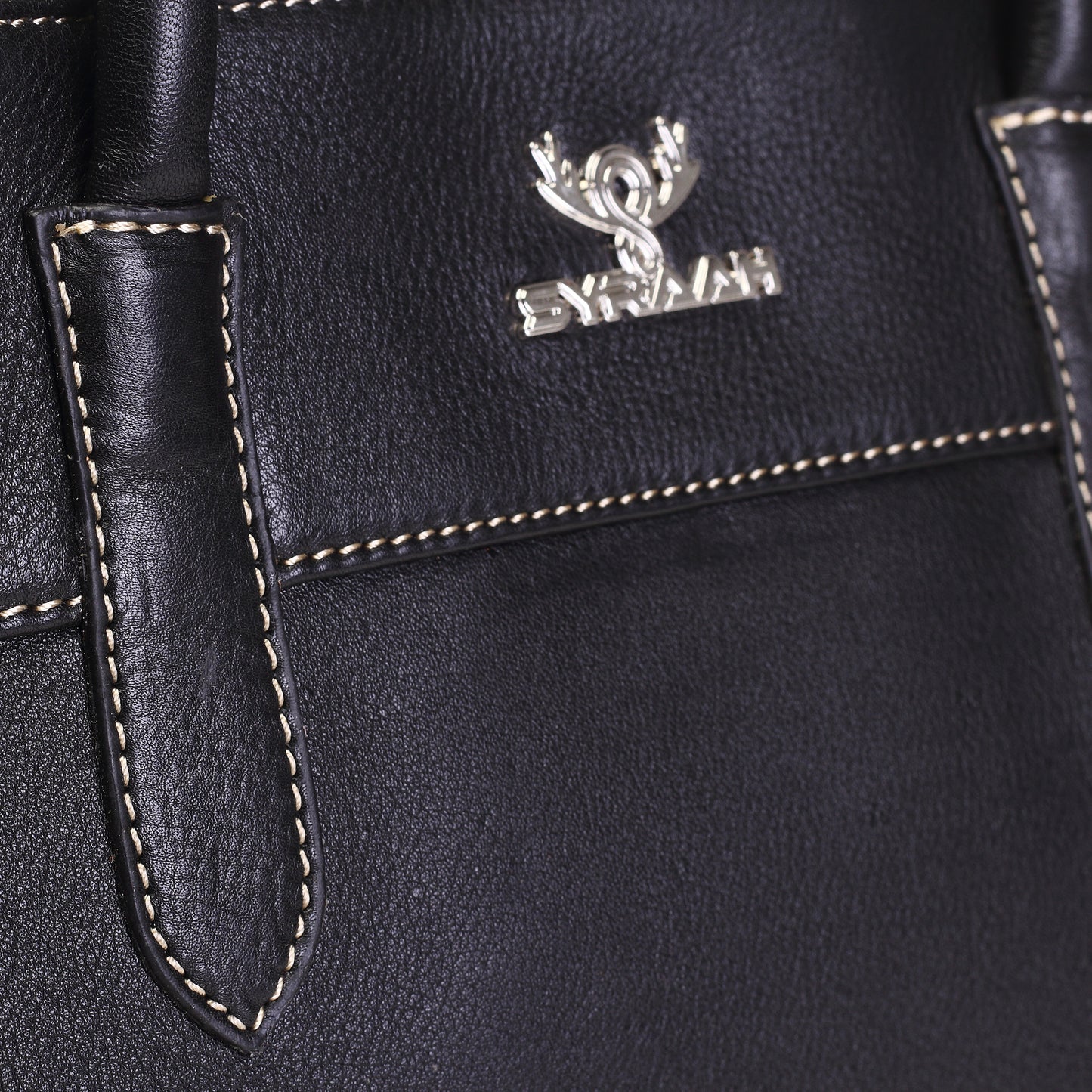 Syraah Black Full-Grain Leather Executive Handbag
