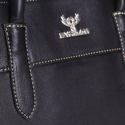 Syraah Black Full-Grain Leather Executive Handbag