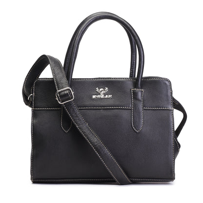 Syraah Black Full-Grain Leather Executive Handbag