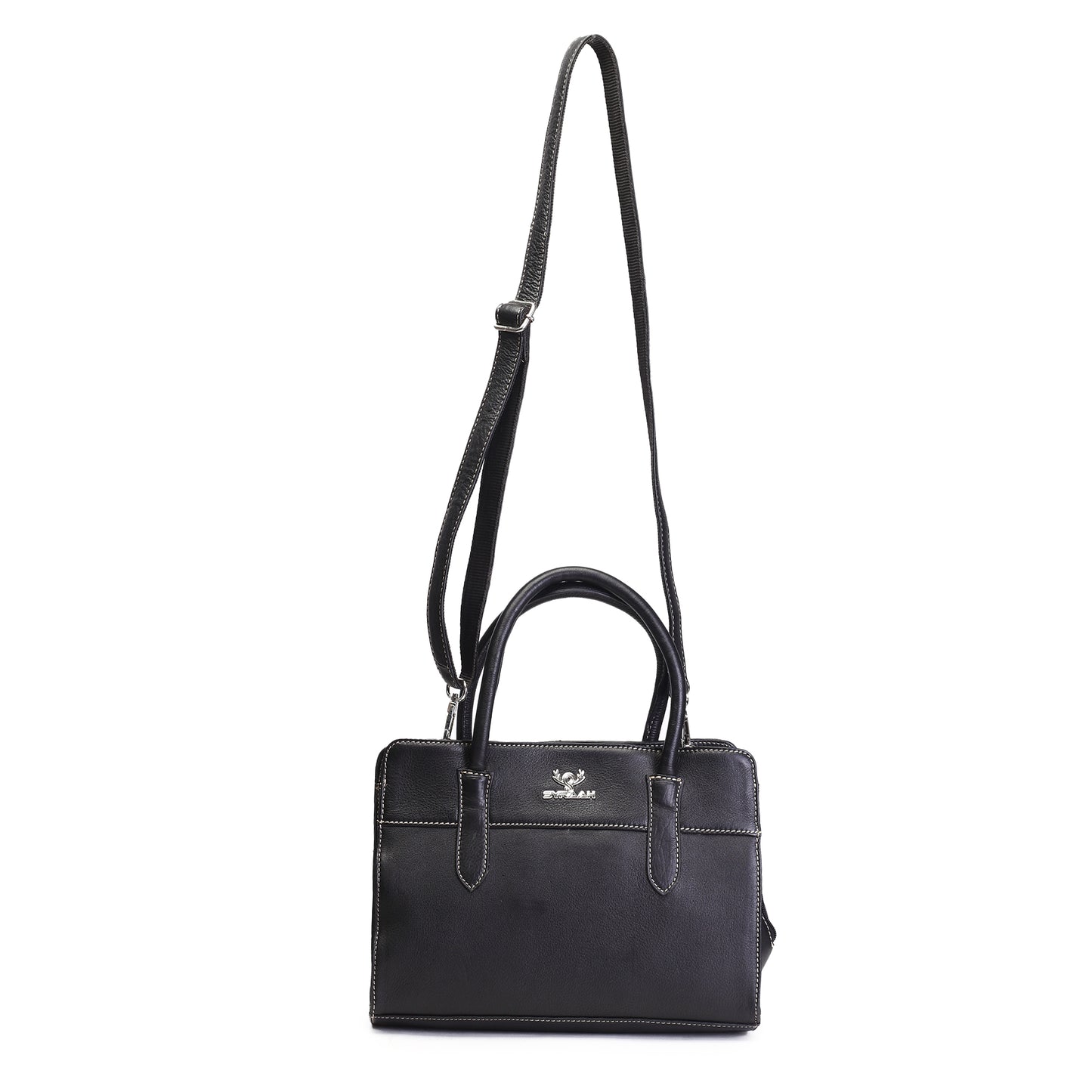 Syraah Black Full-Grain Leather Executive Handbag