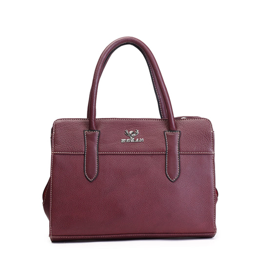 Syraah Maroon Full-Grain Leather Executive Handbag