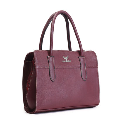 Syraah Maroon Full-Grain Leather Executive Handbag