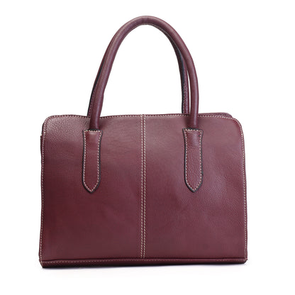 Syraah Maroon Full-Grain Leather Executive Handbag