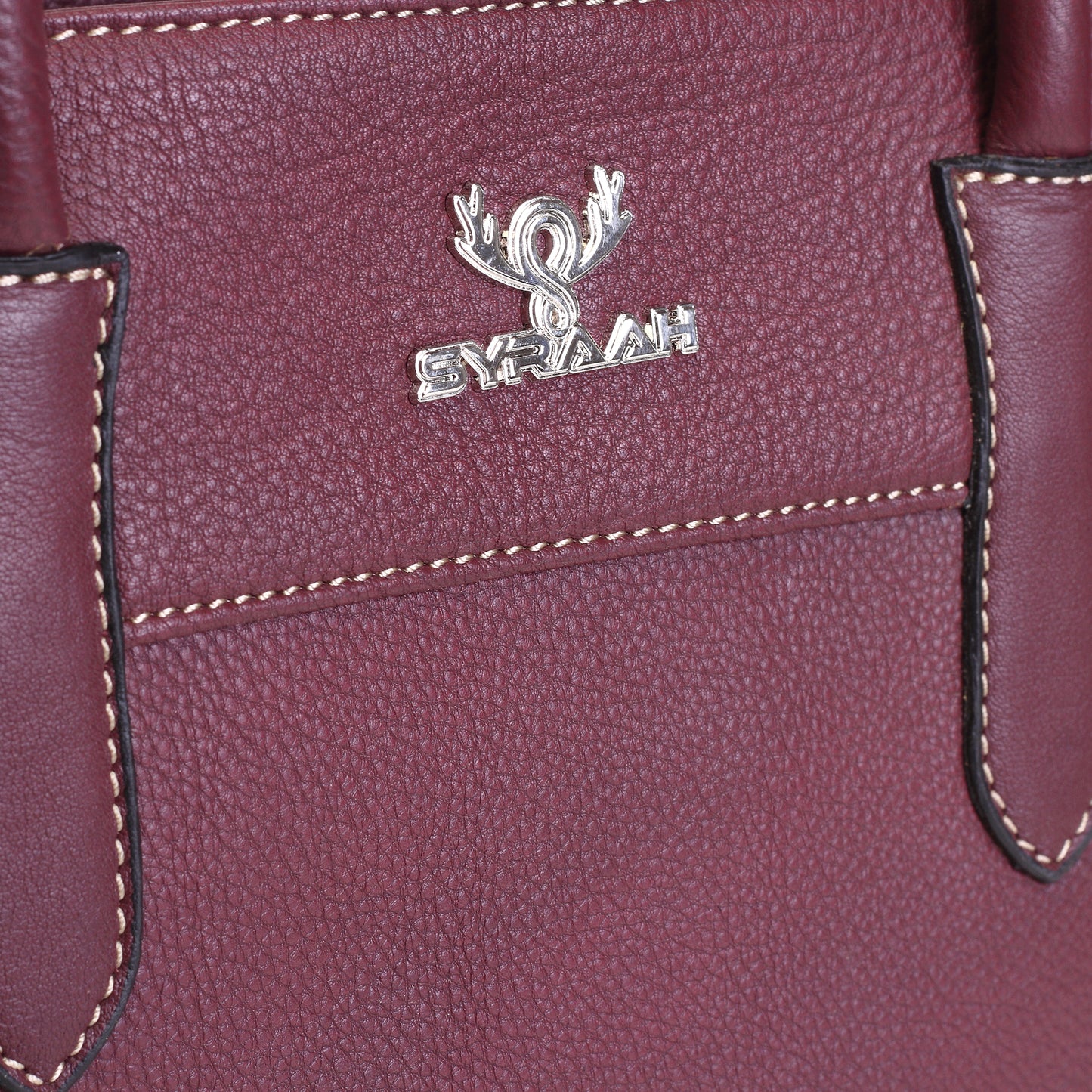 Syraah Maroon Full-Grain Leather Executive Handbag