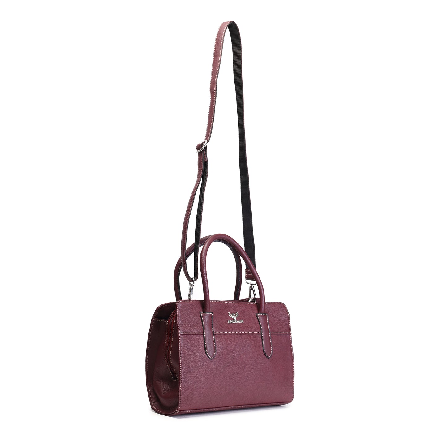 Syraah Maroon Full-Grain Leather Executive Handbag