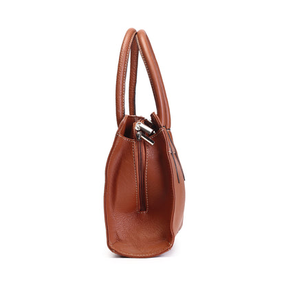 Syraah Tan Full-Grain Leather Executive Handbag