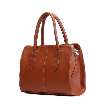 Syraah Tan Full-Grain Leather Executive Handbag