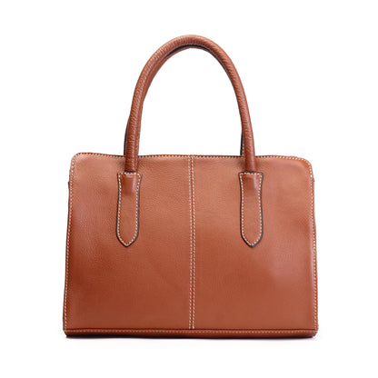 Syraah Tan Full-Grain Leather Executive Handbag