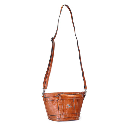 Syraah Tan Croco-Print Premium Full-Grain Leather Tote Bag