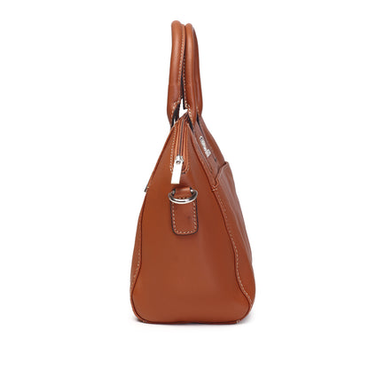 Syraah Tan Full-Grain Leather Mini Satchel Bag