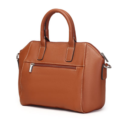 Syraah Tan Full-Grain Leather Mini Satchel Bag