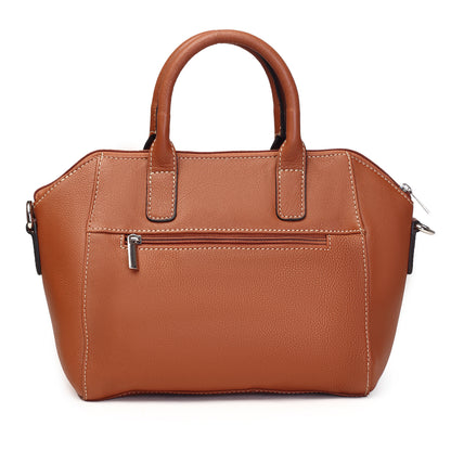 Syraah Tan Full-Grain Leather Mini Satchel Bag