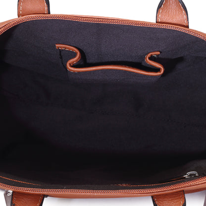 Syraah Tan Full-Grain Leather Mini Satchel Bag