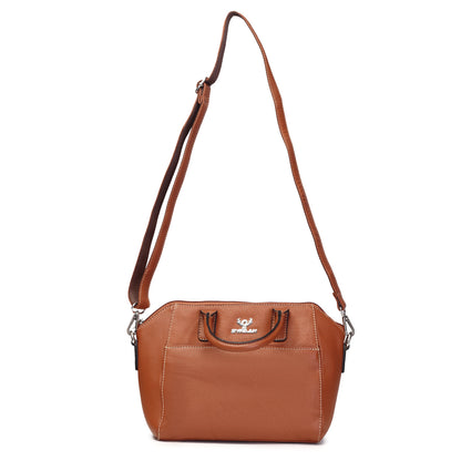 Syraah Tan Full-Grain Leather Mini Satchel Bag