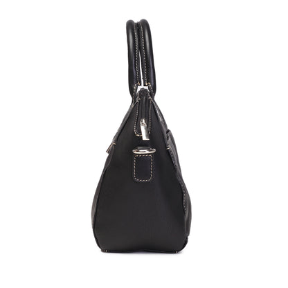 Syraah Black Full-Grain Leather Mini Satchel Bag