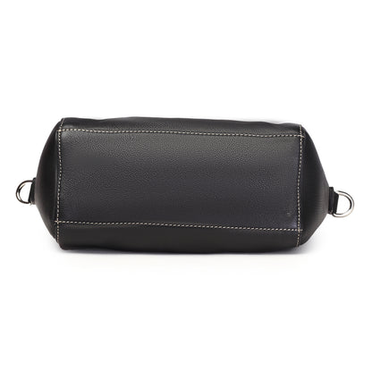 Syraah Black Full-Grain Leather Mini Satchel Bag