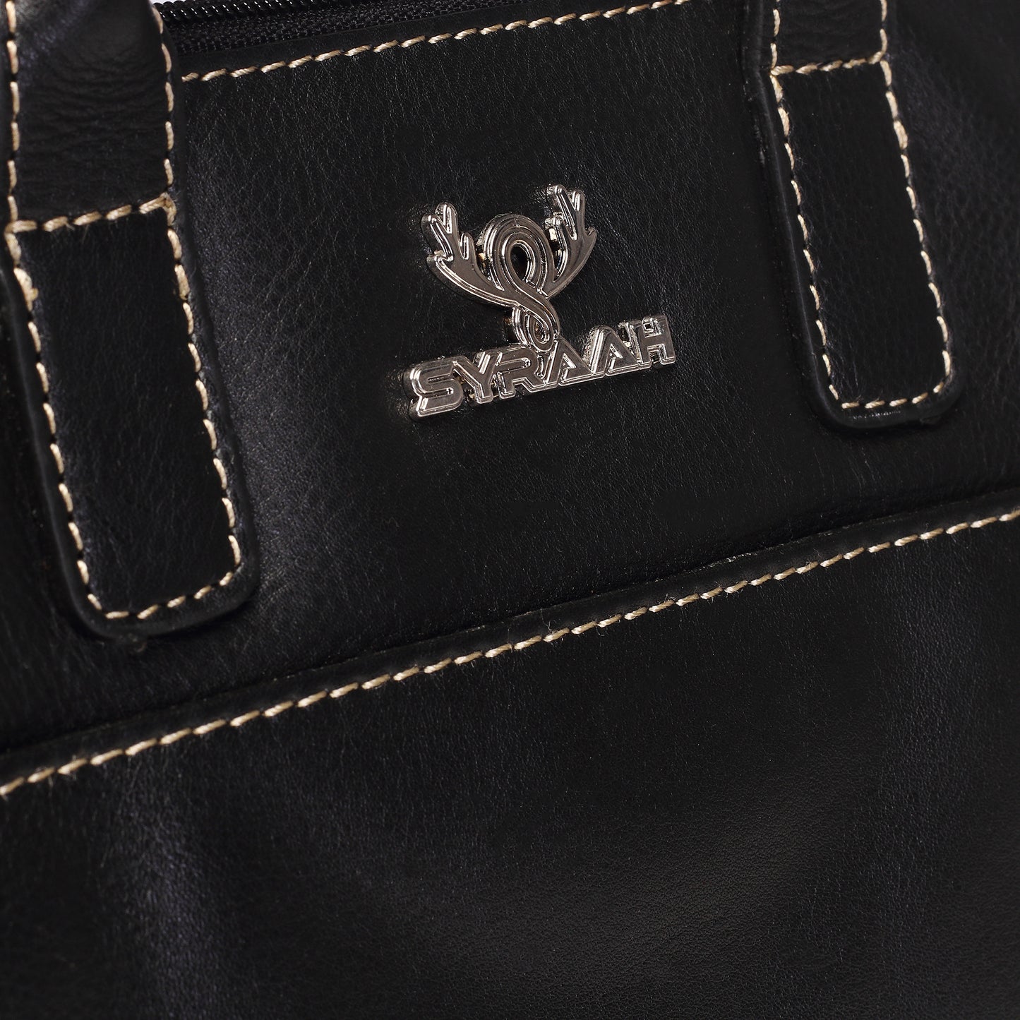 Syraah Black Full-Grain Leather Mini Satchel Bag