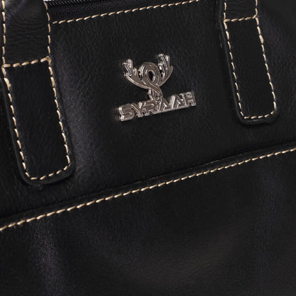 Syraah Black Full-Grain Leather Mini Satchel Bag