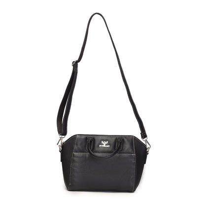 Syraah Black Full-Grain Leather Mini Satchel Bag