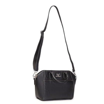 Syraah Black Full-Grain Leather Mini Satchel Bag