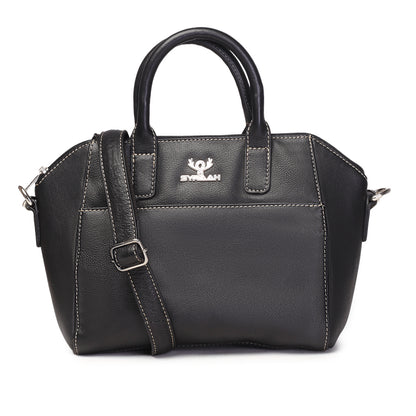 Syraah Black Full-Grain Leather Mini Satchel Bag