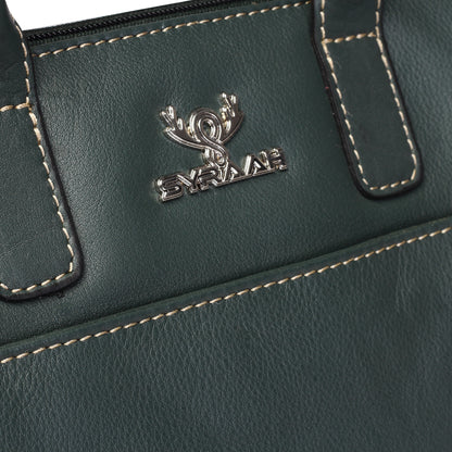 Syraah Bottle Green Full-Grain Leather Mini Satchel Bag
