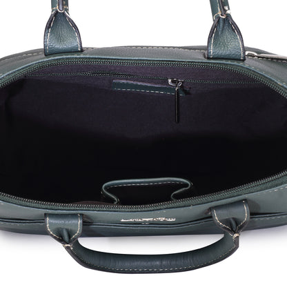 Syraah Bottle Green Full-Grain Leather Mini Satchel Bag