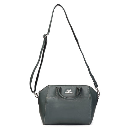 Syraah Bottle Green Full-Grain Leather Mini Satchel Bag