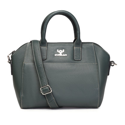 Syraah Bottle Green Full-Grain Leather Mini Satchel Bag