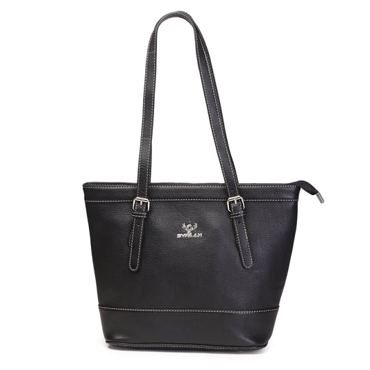 Syraah Black Full-Grain Leather Premium Tote Bag