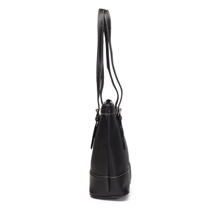 Syraah Black Full-Grain Leather Premium Tote Bag
