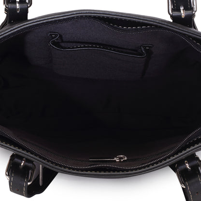Syraah Black Full-Grain Leather Premium Tote Bag