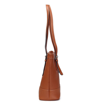 Syraah Tan Full-Grain Leather Premium Tote Bag