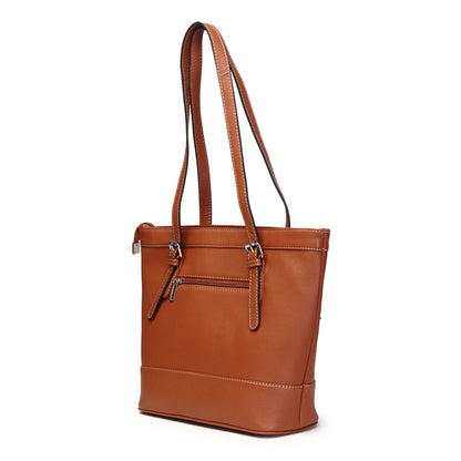 Syraah Tan Full-Grain Leather Premium Tote Bag