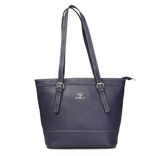 Syraah Blue Full-Grain Leather Premium Tote Bag