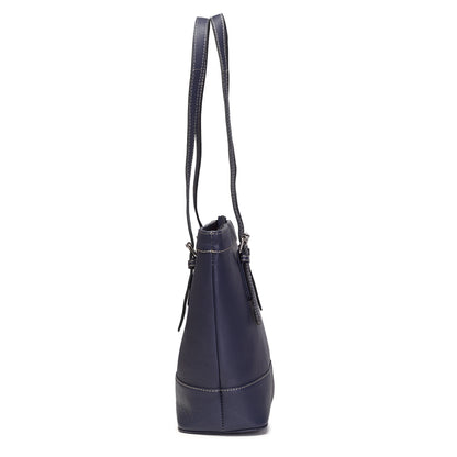 Syraah Blue Full-Grain Leather Premium Tote Bag