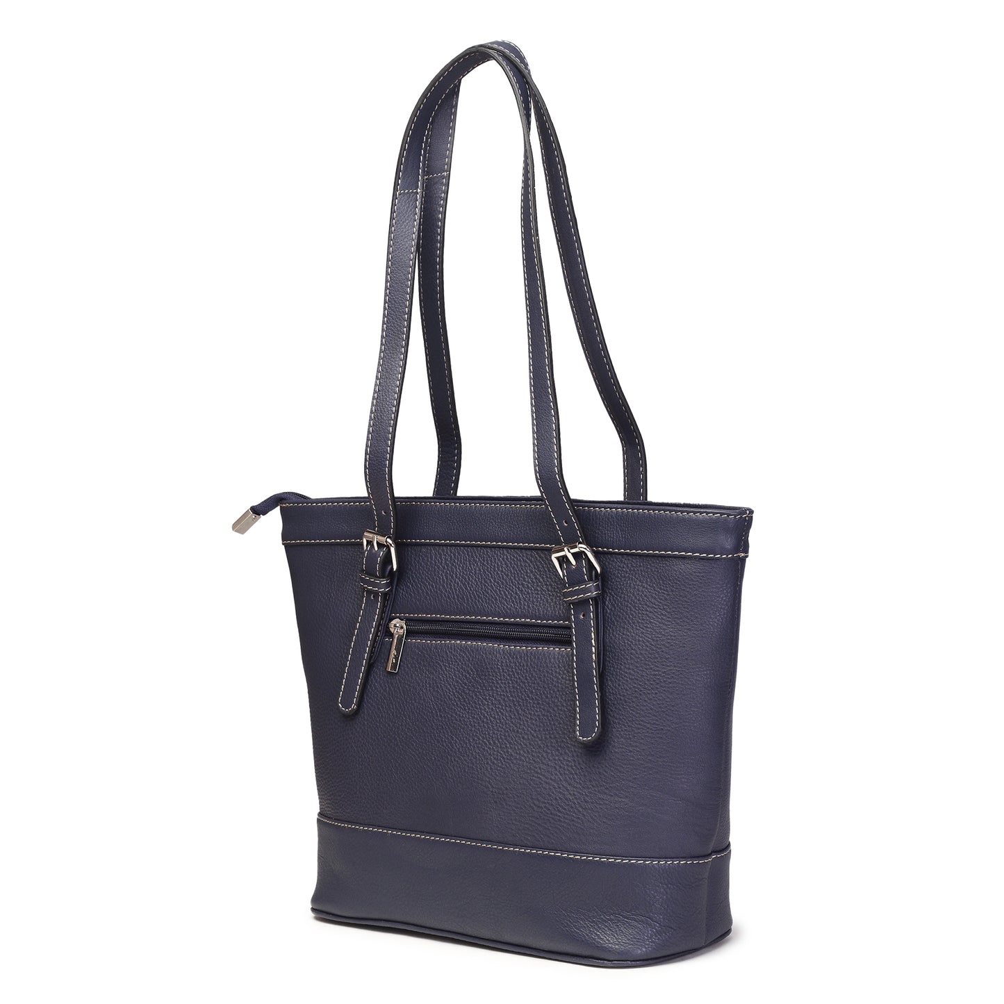 Syraah Blue Full-Grain Leather Premium Tote Bag