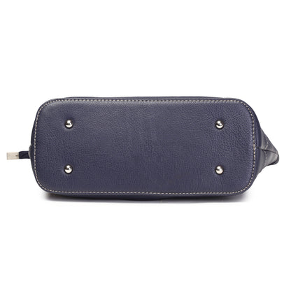 Syraah Blue Full-Grain Leather Premium Tote Bag