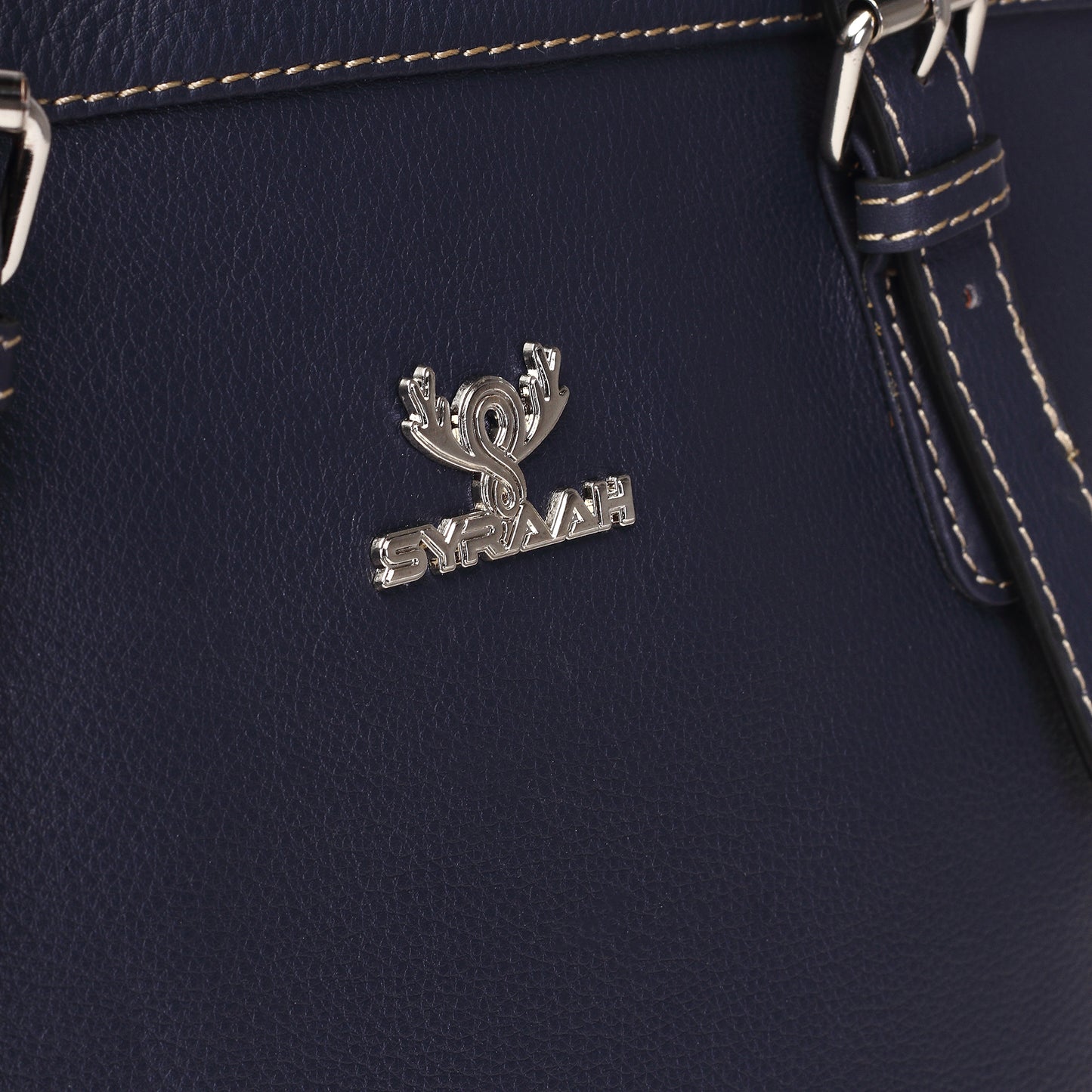 Syraah Blue Full-Grain Leather Premium Tote Bag