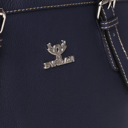 Syraah Blue Full-Grain Leather Premium Tote Bag