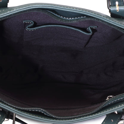 Syraah Green Full-Grain Leather Premium Tote Bag