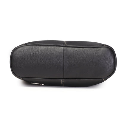 Syraah Black Full-Grain Leather Shoulder Tote Bag