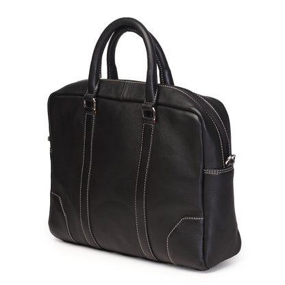 Syraah Premium Laptop Briefcase - Black color - Full Grain Leather