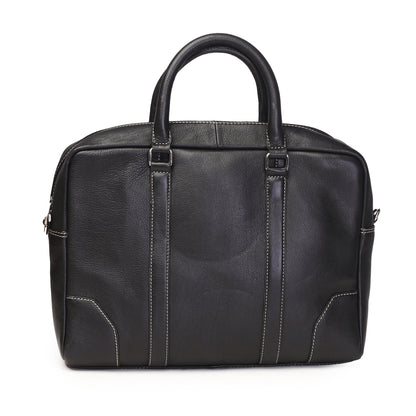 Syraah Premium Laptop Briefcase - Black color - Full Grain Leather