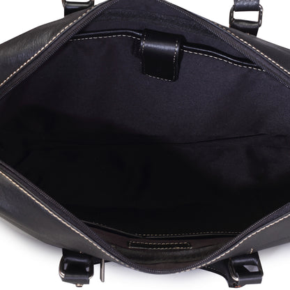Syraah Premium Laptop Briefcase - Black color - Full Grain Leather